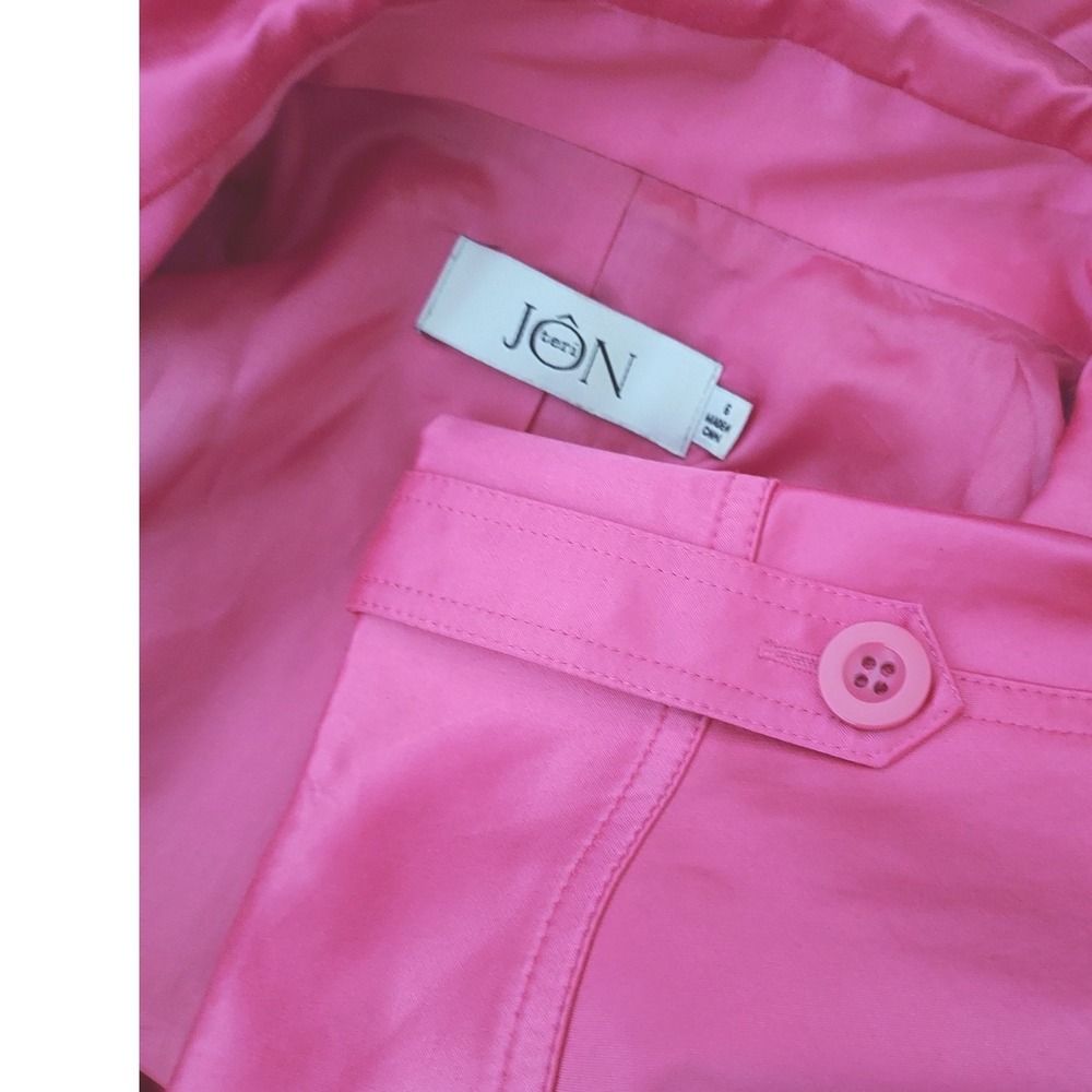 Teri Jon Peplum Jacket Womens 6 Pink Satin Double Breasted 3/4 Sleeve Cropped - Picture 7 of 10